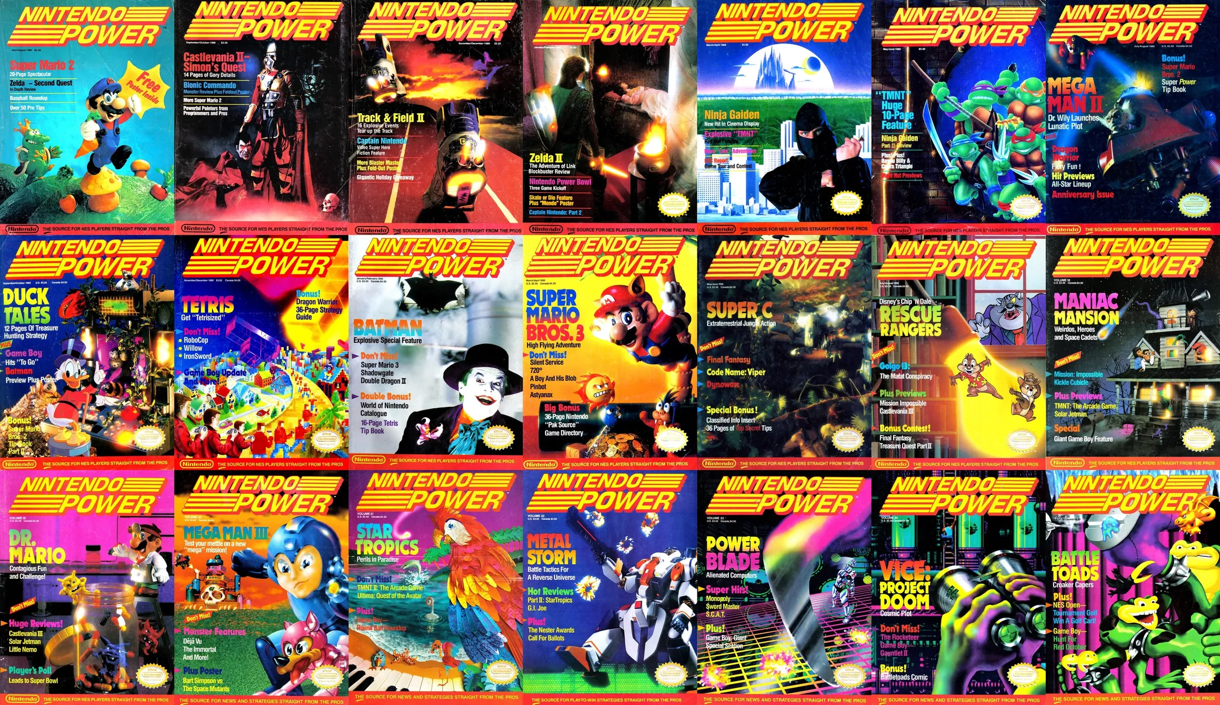 Collection of classic Nintendo Power covers