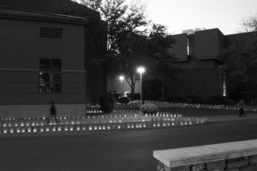 A 9/11 memorial on the Penn State University Park Campus, near some of the art buildings, in October of 2001.