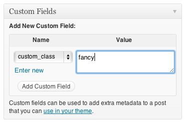 WordPress custom field screen